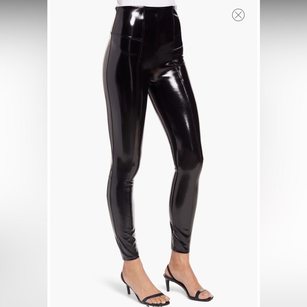 Spanx Faux Patent Leather Leggings, size L
